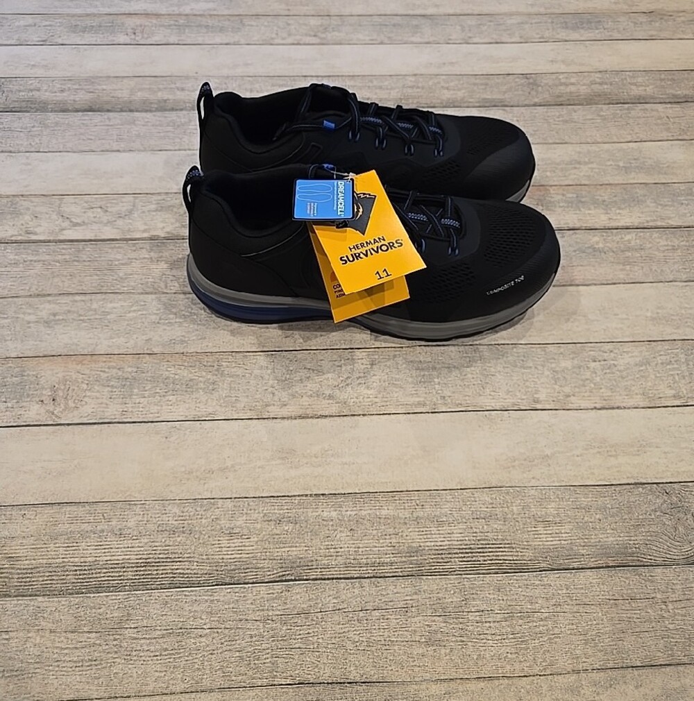 Herman Survivors Men's Cassle Black Composite Toe Work Shoes Blue Accents Sz 11 - Picture 4 of 8